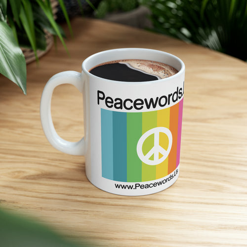 Peacewords Ceramic Mug, 11oz - Creative Media Commerce