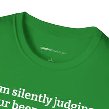 Load image into Gallery viewer, Judging Your Beer - Currently Drinking Unisex Softstyle T-Shirt - Creative Media Commerce