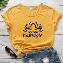 Load image into Gallery viewer, Funny Lady Yoga Workout Gift Tshirt Drop Shipping Namaste Lotus Flower T-shirt Aesthetic Summer Women Graphic Vegan Tee Top - Creative Media Commerce