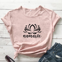 Load image into Gallery viewer, Funny Lady Yoga Workout Gift Tshirt Drop Shipping Namaste Lotus Flower T-shirt Aesthetic Summer Women Graphic Vegan Tee Top - Creative Media Commerce