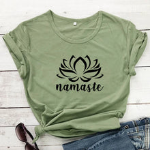 Load image into Gallery viewer, Funny Lady Yoga Workout Gift Tshirt Drop Shipping Namaste Lotus Flower T-shirt Aesthetic Summer Women Graphic Vegan Tee Top - Creative Media Commerce