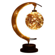 Load image into Gallery viewer, USB LED Moon Sepak Takraw Lamp Line Rattan Handmade Hemp Rope Wrought Iron Night Light Home Decoration Sleeping Lantern Light - Creative Media Commerce