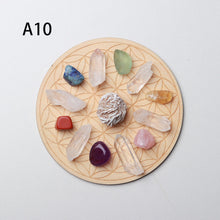 Load image into Gallery viewer, 7pcs/set Natural Crystal Mixed  seven Chakra Healing Stone + Seven Star Array Wood Plate Gravel Chips Chakra Home decor Gift - Creative Media Commerce