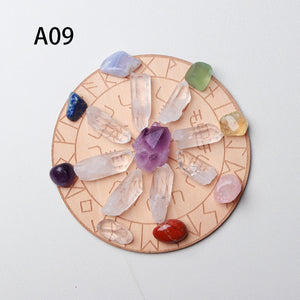 7pcs/set Natural Crystal Mixed  seven Chakra Healing Stone + Seven Star Array Wood Plate Gravel Chips Chakra Home decor Gift - Creative Media Commerce