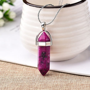 1PC Natural Crystal Rose Quartz Crystal Point Pendant Mineral Jewelry Couple DIY Lovers Gifts For Men Women Jewelry Necklace - Creative Media Commerce