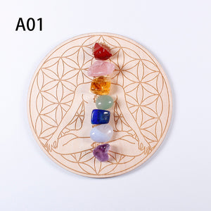 7pcs/set Natural Crystal Mixed  seven Chakra Healing Stone + Seven Star Array Wood Plate Gravel Chips Chakra Home decor Gift - Creative Media Commerce