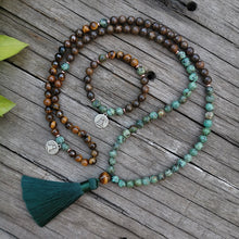 Load image into Gallery viewer, 8mm Natural Stone Beads,African Turquoise,Bronzite,Awaken,JapaMala Sets,Spiritual Jewelry,Meditation,Inspirational,108 Mala Bead - Creative Media Commerce