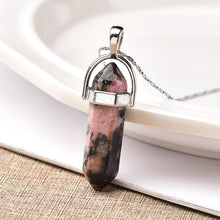 Load image into Gallery viewer, 1PC Natural Crystal Rose Quartz Crystal Point Pendant Mineral Jewelry Couple DIY Lovers Gifts For Men Women Jewelry Necklace - Creative Media Commerce