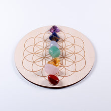 Load image into Gallery viewer, 7pcs/set Natural Crystal Mixed  seven Chakra Healing Stone + Seven Star Array Wood Plate Gravel Chips Chakra Home decor Gift - Creative Media Commerce