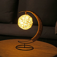 Load image into Gallery viewer, USB LED Moon Sepak Takraw Lamp Line Rattan Handmade Hemp Rope Wrought Iron Night Light Home Decoration Sleeping Lantern Light - Creative Media Commerce