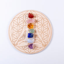 Load image into Gallery viewer, 7pcs/set Natural Crystal Mixed  seven Chakra Healing Stone + Seven Star Array Wood Plate Gravel Chips Chakra Home decor Gift - Creative Media Commerce