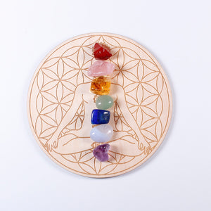 7pcs/set Natural Crystal Mixed  seven Chakra Healing Stone + Seven Star Array Wood Plate Gravel Chips Chakra Home decor Gift - Creative Media Commerce