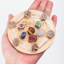 Load image into Gallery viewer, 7pcs/set Natural Crystal Mixed  seven Chakra Healing Stone + Seven Star Array Wood Plate Gravel Chips Chakra Home decor Gift - Creative Media Commerce