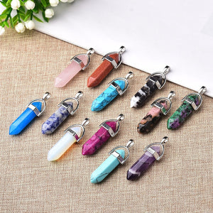 1PC Natural Crystal Rose Quartz Crystal Point Pendant Mineral Jewelry Couple DIY Lovers Gifts For Men Women Jewelry Necklace - Creative Media Commerce