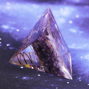 Orgonite Pyramid Amethyst Yoga Energy Ornaments Pyramid Resin Craft Meditation Healing Generator Jewelry - Creative Media Commerce