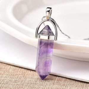 1PC Natural Crystal Rose Quartz Crystal Point Pendant Mineral Jewelry Couple DIY Lovers Gifts For Men Women Jewelry Necklace - Creative Media Commerce