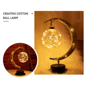 USB LED Moon Sepak Takraw Lamp Line Rattan Handmade Hemp Rope Wrought Iron Night Light Home Decoration Sleeping Lantern Light - Creative Media Commerce