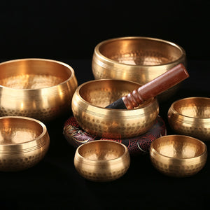 Nepal handmade Tibet Buddha sound bowl Yoga Meditation Chanting Bowl Brass Chime Handicraft music therapy Tibetan Singing Bowl - Creative Media Commerce
