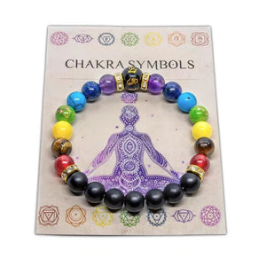 7 Chakra Bracelet with Meaning Cardfor Men Women Natural Crystal Healing Anxiety Jewellery Mandala Yoga Meditation Bracelet Gift - Creative Media Commerce