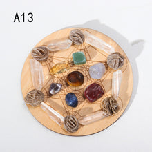 Load image into Gallery viewer, 7pcs/set Natural Crystal Mixed  seven Chakra Healing Stone + Seven Star Array Wood Plate Gravel Chips Chakra Home decor Gift - Creative Media Commerce
