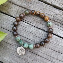 Load image into Gallery viewer, 8mm Natural Stone Beads,African Turquoise,Bronzite,Awaken,JapaMala Sets,Spiritual Jewelry,Meditation,Inspirational,108 Mala Bead - Creative Media Commerce
