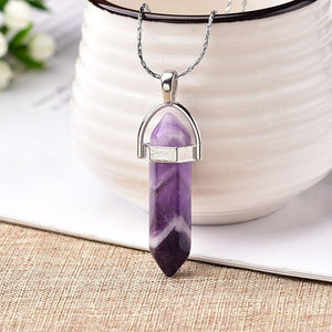 1PC Natural Crystal Rose Quartz Crystal Point Pendant Mineral Jewelry Couple DIY Lovers Gifts For Men Women Jewelry Necklace - Creative Media Commerce