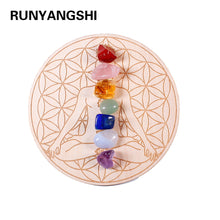 Load image into Gallery viewer, 7pcs/set Natural Crystal Mixed  seven Chakra Healing Stone + Seven Star Array Wood Plate Gravel Chips Chakra Home decor Gift - Creative Media Commerce