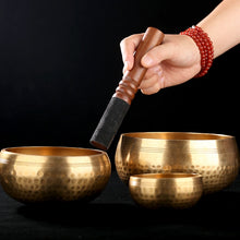 Load image into Gallery viewer, Nepal handmade Tibet Buddha sound bowl Yoga Meditation Chanting Bowl Brass Chime Handicraft music therapy Tibetan Singing Bowl - Creative Media Commerce