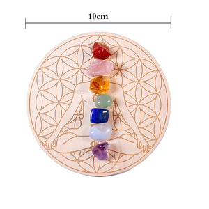 7pcs/set Natural Crystal Mixed  seven Chakra Healing Stone + Seven Star Array Wood Plate Gravel Chips Chakra Home decor Gift - Creative Media Commerce