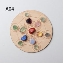 Load image into Gallery viewer, 7pcs/set Natural Crystal Mixed  seven Chakra Healing Stone + Seven Star Array Wood Plate Gravel Chips Chakra Home decor Gift - Creative Media Commerce