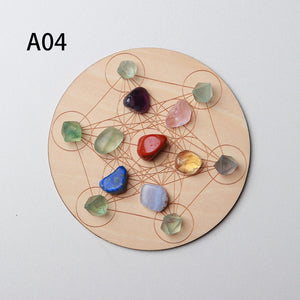 7pcs/set Natural Crystal Mixed  seven Chakra Healing Stone + Seven Star Array Wood Plate Gravel Chips Chakra Home decor Gift - Creative Media Commerce