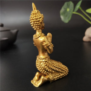 Golden Meditation Buddha Statue Thailand Buddha Sculptures Figurines Resin Crafts Ornament For Home Garden Flowerpot Decoration - Creative Media Commerce