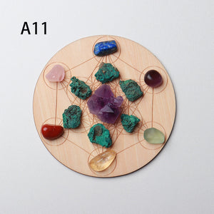 7pcs/set Natural Crystal Mixed  seven Chakra Healing Stone + Seven Star Array Wood Plate Gravel Chips Chakra Home decor Gift - Creative Media Commerce
