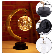Load image into Gallery viewer, USB LED Moon Sepak Takraw Lamp Line Rattan Handmade Hemp Rope Wrought Iron Night Light Home Decoration Sleeping Lantern Light - Creative Media Commerce
