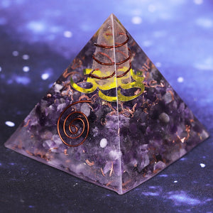 Orgonite Pyramid Amethyst Yoga Energy Ornaments Pyramid Resin Craft Meditation Healing Generator Jewelry - Creative Media Commerce