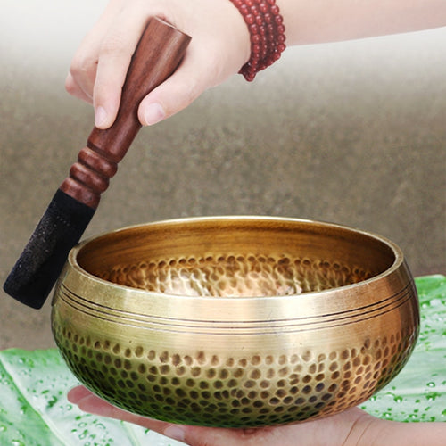 Nepal handmade Tibet Buddha sound bowl Yoga Meditation Chanting Bowl Brass Chime Handicraft music therapy Tibetan Singing Bowl - Creative Media Commerce