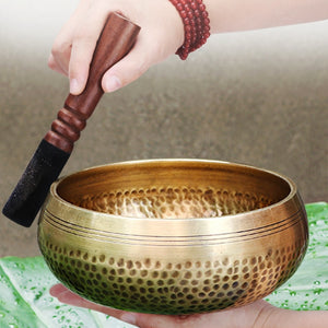 Nepal handmade Tibet Buddha sound bowl Yoga Meditation Chanting Bowl Brass Chime Handicraft music therapy Tibetan Singing Bowl - Creative Media Commerce