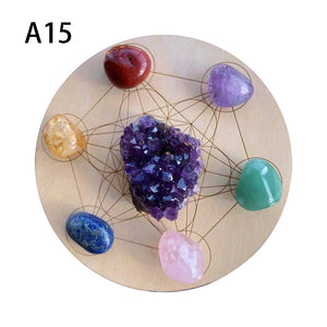 7pcs/set Natural Crystal Mixed  seven Chakra Healing Stone + Seven Star Array Wood Plate Gravel Chips Chakra Home decor Gift - Creative Media Commerce