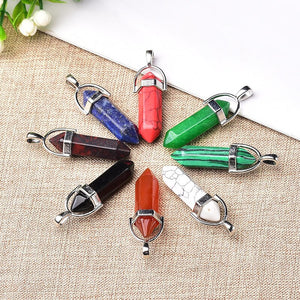 1PC Natural Crystal Rose Quartz Crystal Point Pendant Mineral Jewelry Couple DIY Lovers Gifts For Men Women Jewelry Necklace - Creative Media Commerce
