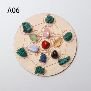 7pcs/set Natural Crystal Mixed  seven Chakra Healing Stone + Seven Star Array Wood Plate Gravel Chips Chakra Home decor Gift - Creative Media Commerce