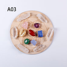 Load image into Gallery viewer, 7pcs/set Natural Crystal Mixed  seven Chakra Healing Stone + Seven Star Array Wood Plate Gravel Chips Chakra Home decor Gift - Creative Media Commerce