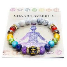 Load image into Gallery viewer, 7 Chakra Bracelet with Meaning Cardfor Men Women Natural Crystal Healing Anxiety Jewellery Mandala Yoga Meditation Bracelet Gift - Creative Media Commerce
