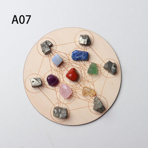 7pcs/set Natural Crystal Mixed  seven Chakra Healing Stone + Seven Star Array Wood Plate Gravel Chips Chakra Home decor Gift - Creative Media Commerce