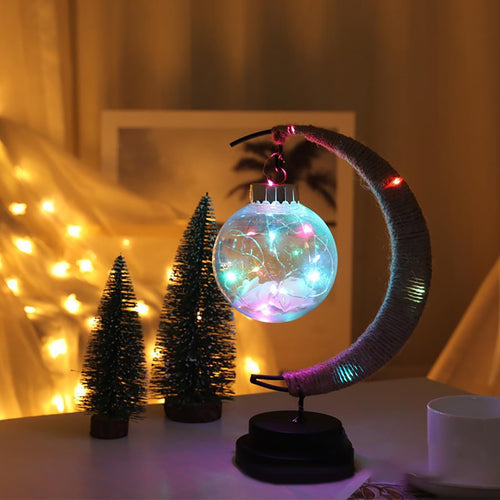 USB LED Moon Sepak Takraw Lamp Line Rattan Handmade Hemp Rope Wrought Iron Night Light Home Decoration Sleeping Lantern Light - Creative Media Commerce