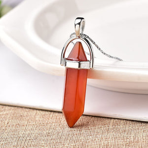 1PC Natural Crystal Rose Quartz Crystal Point Pendant Mineral Jewelry Couple DIY Lovers Gifts For Men Women Jewelry Necklace - Creative Media Commerce