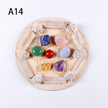 Load image into Gallery viewer, 7pcs/set Natural Crystal Mixed  seven Chakra Healing Stone + Seven Star Array Wood Plate Gravel Chips Chakra Home decor Gift - Creative Media Commerce