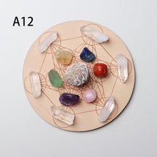 Load image into Gallery viewer, 7pcs/set Natural Crystal Mixed  seven Chakra Healing Stone + Seven Star Array Wood Plate Gravel Chips Chakra Home decor Gift - Creative Media Commerce