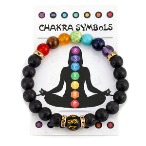 7 Chakra Bracelet with Meaning Cardfor Men Women Natural Crystal Healing Anxiety Jewellery Mandala Yoga Meditation Bracelet Gift - Creative Media Commerce