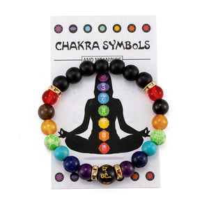 7 Chakra Bracelet with Meaning Cardfor Men Women Natural Crystal Healing Anxiety Jewellery Mandala Yoga Meditation Bracelet Gift - Creative Media Commerce