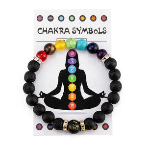 7 Chakra Bracelet with Meaning Cardfor Men Women Natural Crystal Healing Anxiety Jewellery Mandala Yoga Meditation Bracelet Gift - Creative Media Commerce